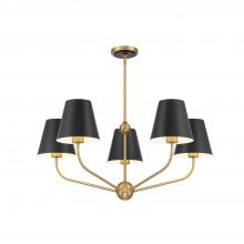 Crystorama XAV-B9315-VG-MK - Xavier 5 Light Vibrant Gold + Matte Black Chandelier