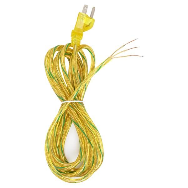 10 Foot 18/3 SVT 105C Heavy Duty Cord Set; Clear Gold Finish; 100 Carton; 3 Prong Molded Plug;