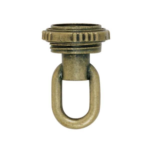 3/8 IP Screw Collar Loop With Ring; 25lbs Max; Antique Brass Finish