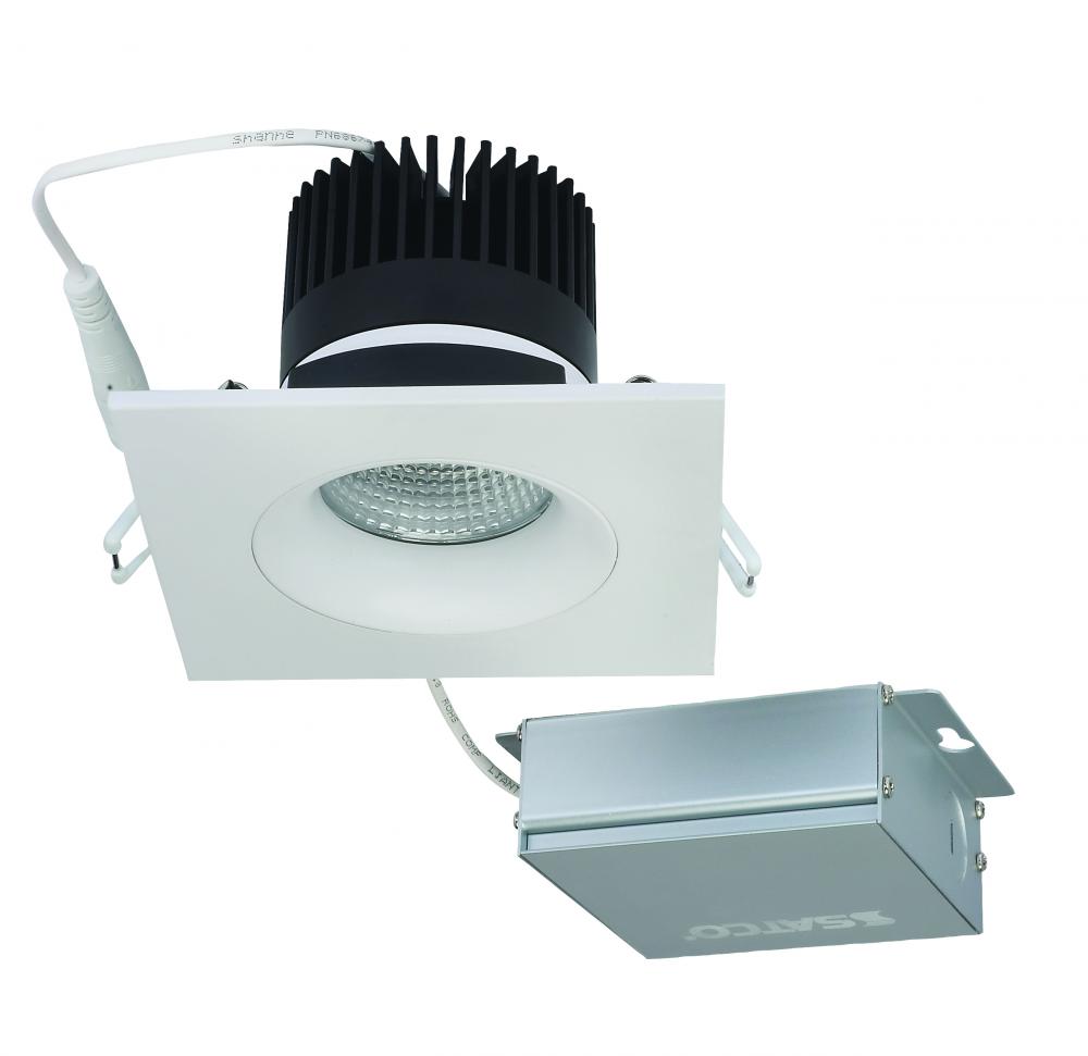 12 watt LED Direct Wire Downlight; Gimbaled; 3.5 inch; 3000K; 120 volt; Dimmable; Square; Remote