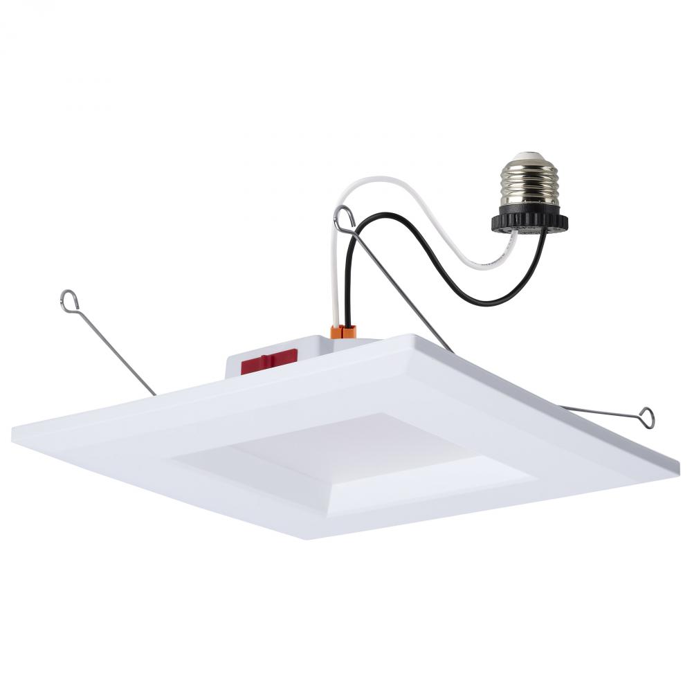 8 Watt LED Downlight Retrofit; 5-6 Inch; CCT Selectable; Square; White Finish