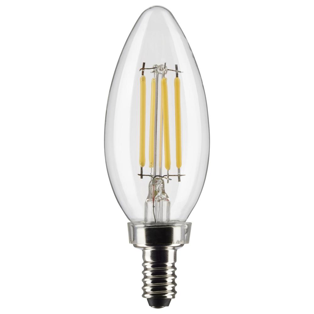 4 Watt B11 LED; Clear; Candelabra Base; 3000K; 350 Lumens; 120 Volt; 2-Pack