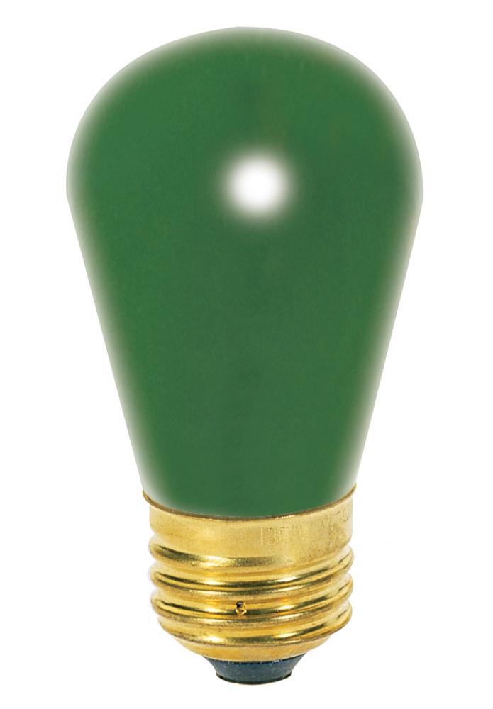 11 Watt S14 Incandescent; Ceramic Green; 2500 Average rated hours; Medium base; 130 Volt