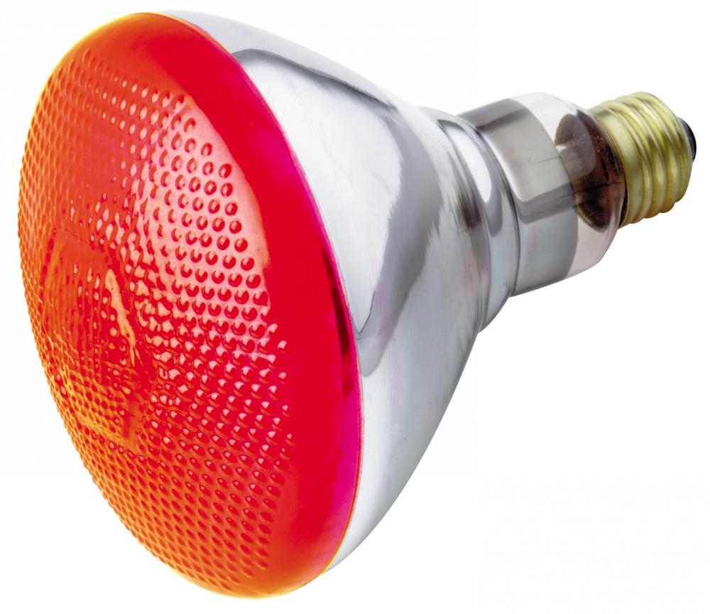 100 Watt BR38 Incandescent; Red; 2000 Average rated hours; Medium base; 230 Volt