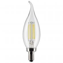 Satco Products Inc. S21304 - 5.5 Watt CA10 LED; Clear; Candelabra base; 90 CRI; 2700K; 120 Volt