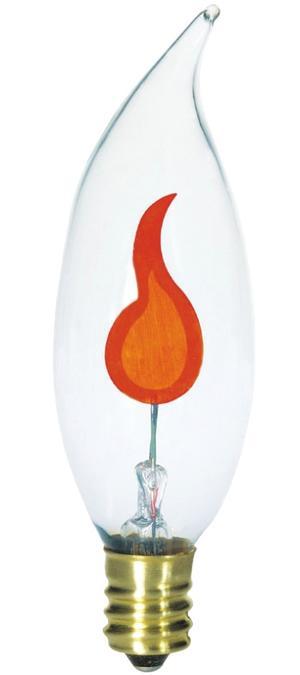 3W CA8 Incandescent Flicker Flame Clear E12 (Candelabra) Base, 120 Volt, Box