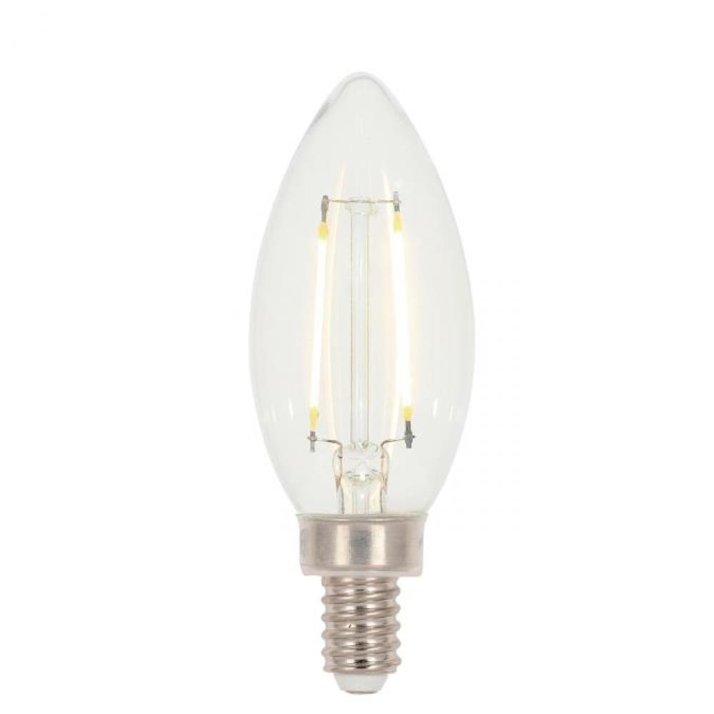 3.3W B11 Filament LED Dimmable Clear 2700K E12 (Candelabra) Base, 120 Volt, Box