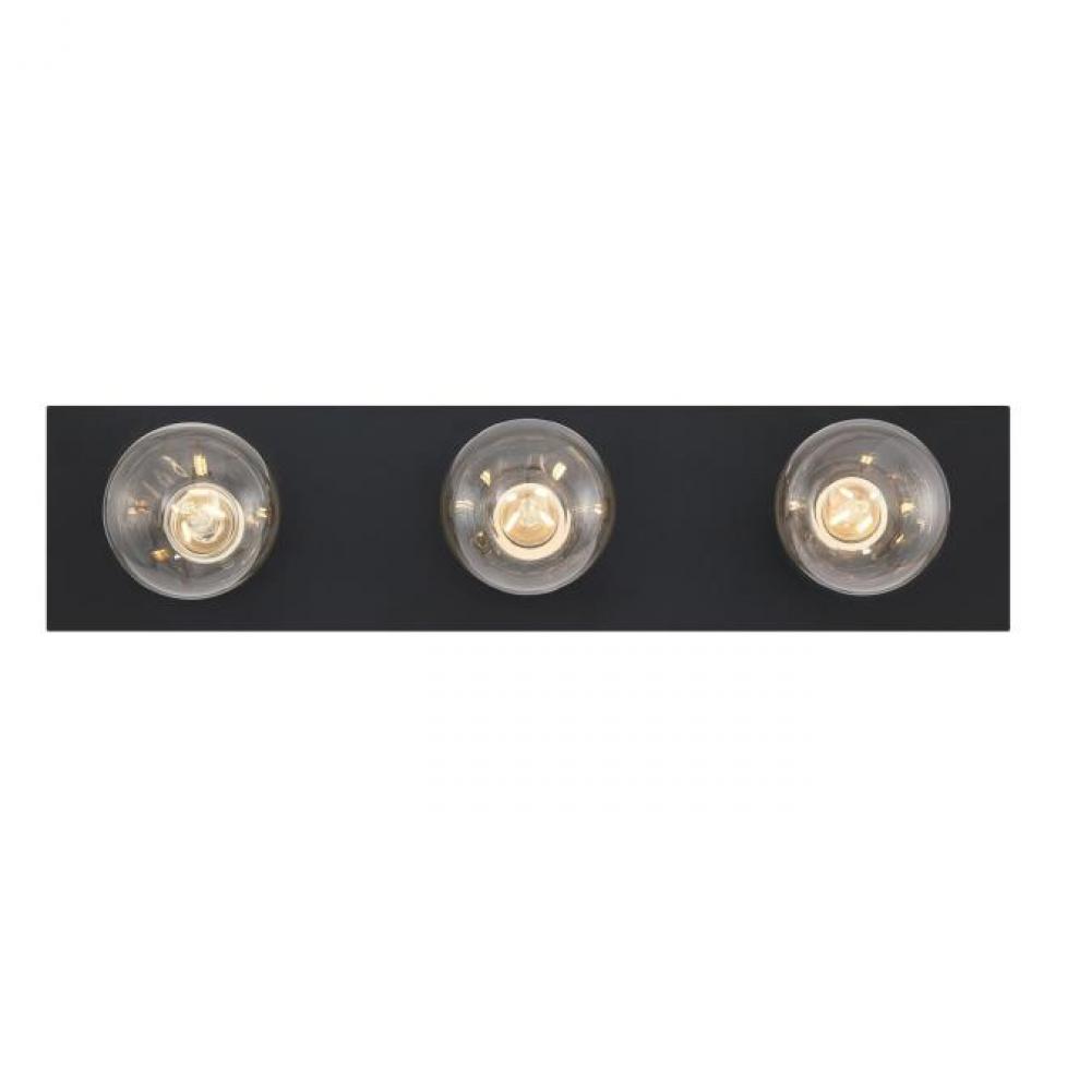 3 Light Wall Fixture Matte Black Finish