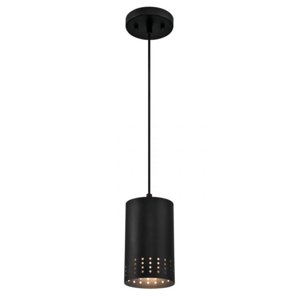 Mini Pendant Matte Black Finish Perforated Metal Shade