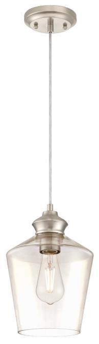 Westinghouse 6106500 - Mini Pendant Brushed Nickel Finish Clear Glass