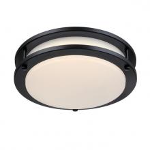 Westinghouse 6136100 - 11 in. 23W LED Flush with Color Temperature Selection Matte Black Finish Frosted Acrylic Shade