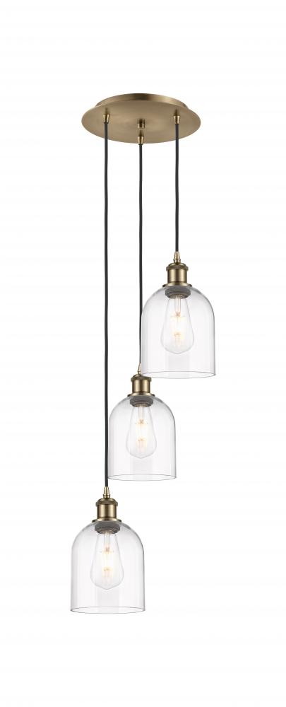 Bella - 3 Light - 12 inch - Antique Brass - Cord hung - Multi Pendant