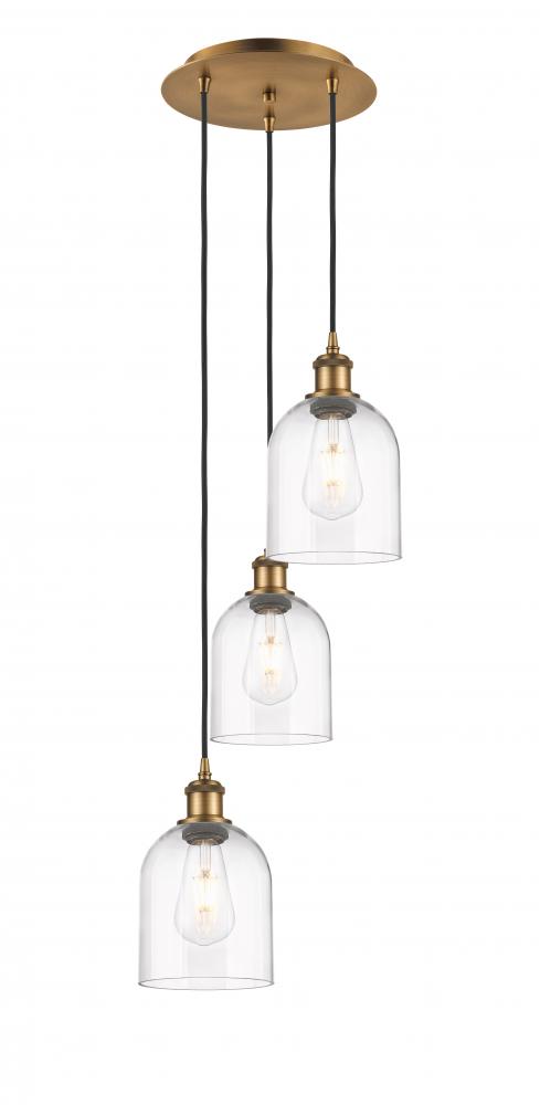 Bella - 3 Light - 12 inch - Brushed Brass - Cord hung - Multi Pendant