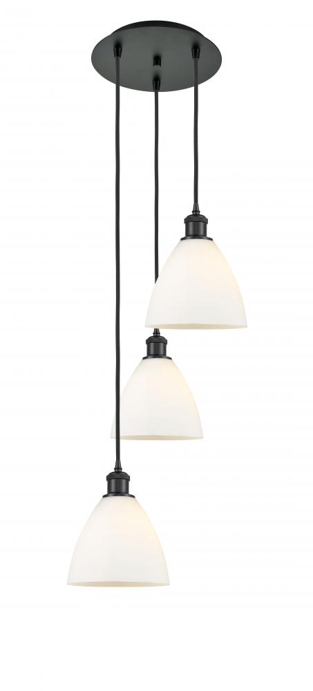 Bristol - 3 Light - 14 inch - Matte Black - Cord Hung - Multi Pendant