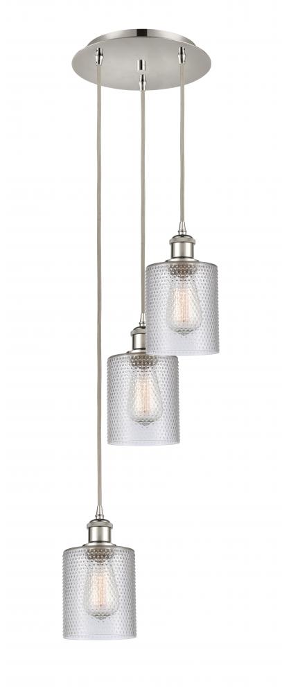 Cobbleskill - 3 Light - 12 inch - Polished Nickel - Cord Hung - Multi Pendant