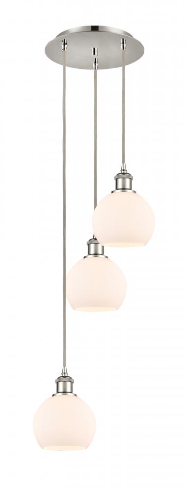Athens - 3 Light - 12 inch - Polished Nickel - Cord Hung - Multi Pendant