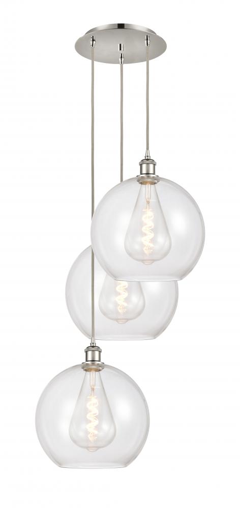 Athens - 3 Light - 18 inch - Polished Nickel - Cord Hung - Multi Pendant