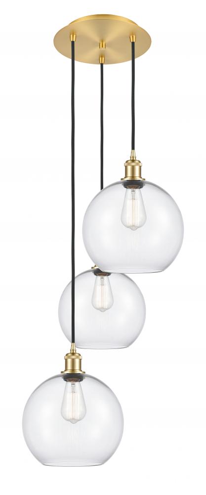 Athens - 3 Light - 17 inch - Satin Gold - Cord Hung - Multi Pendant