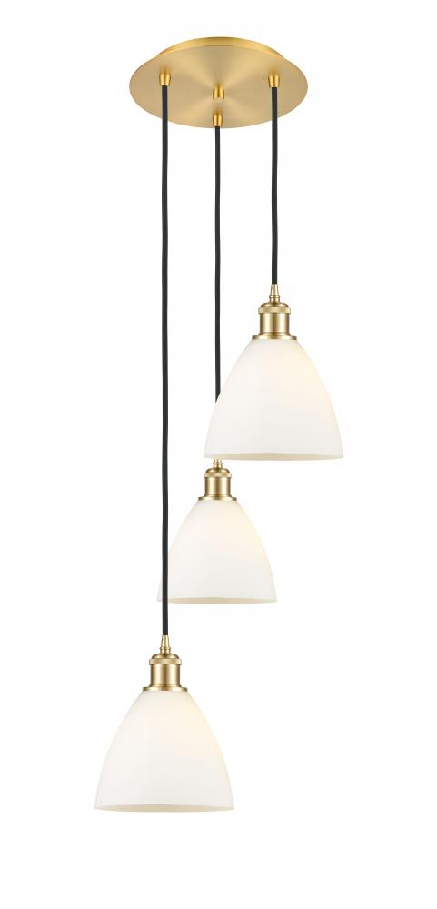 Bristol - 3 Light - 14 inch - Satin Gold - Cord Hung - Multi Pendant