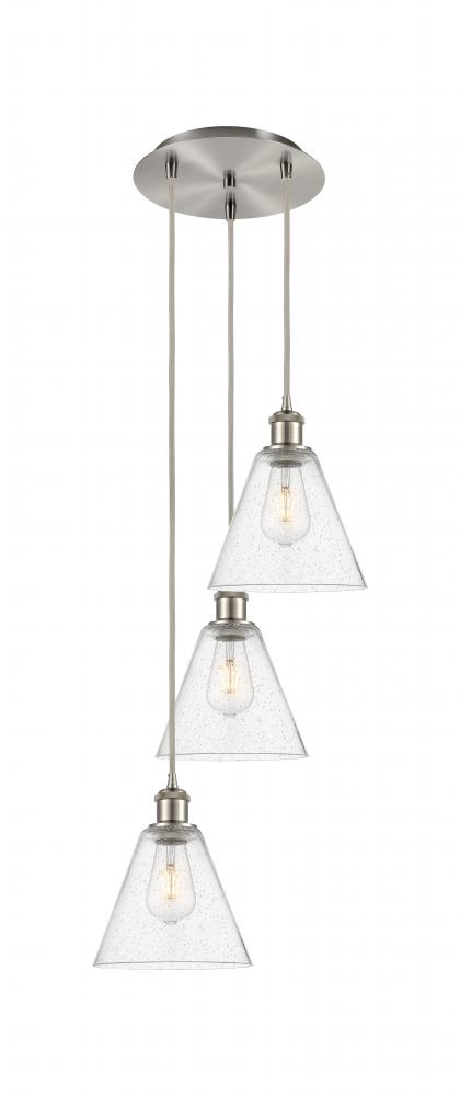 Berkshire - 3 Light - 15 inch - Brushed Satin Nickel - Cord Hung - Multi Pendant