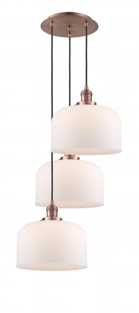 Cone - 3 Light - 18 inch - Antique Copper - Cord hung - Multi Pendant