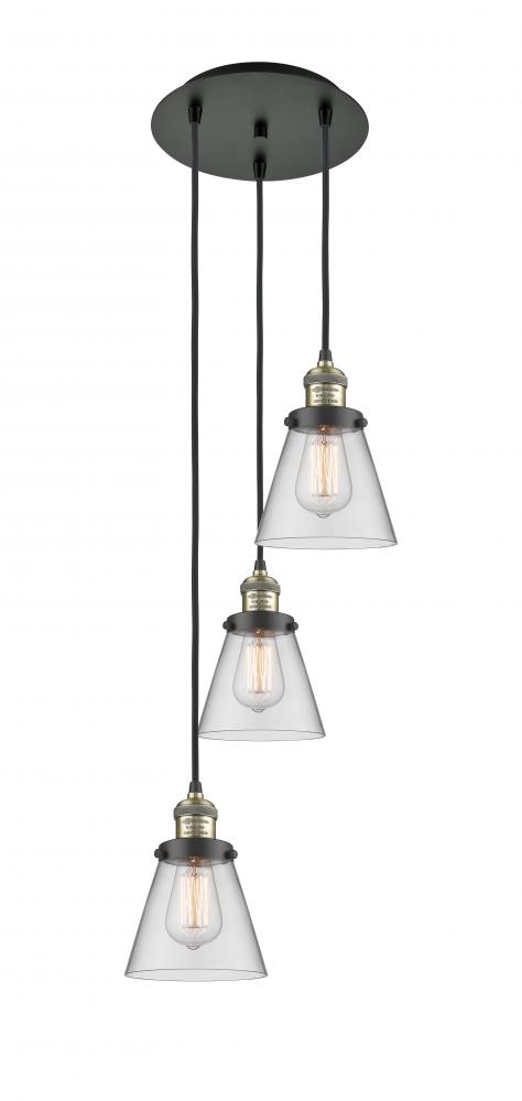 Cone - 3 Light - 13 inch - Black Antique Brass - Cord hung - Multi Pendant