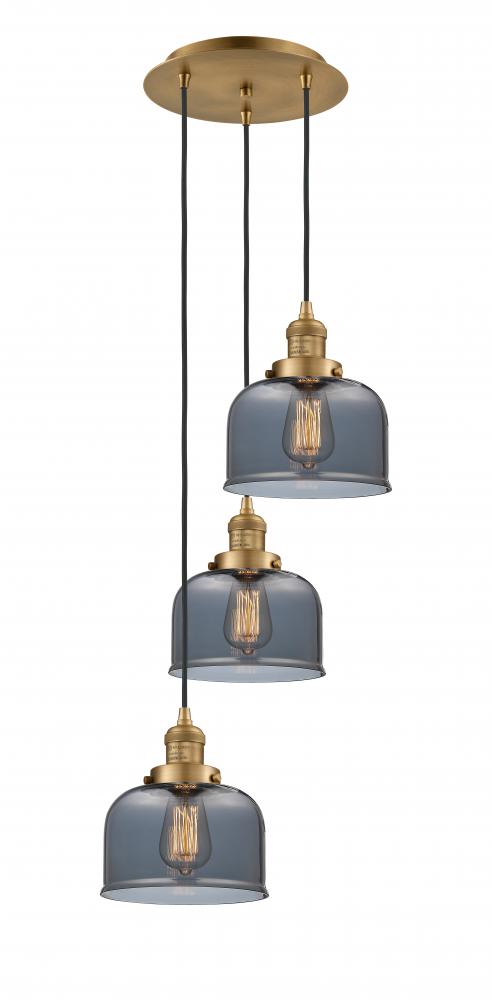 Cone - 3 Light - 14 inch - Brushed Brass - Cord hung - Multi Pendant