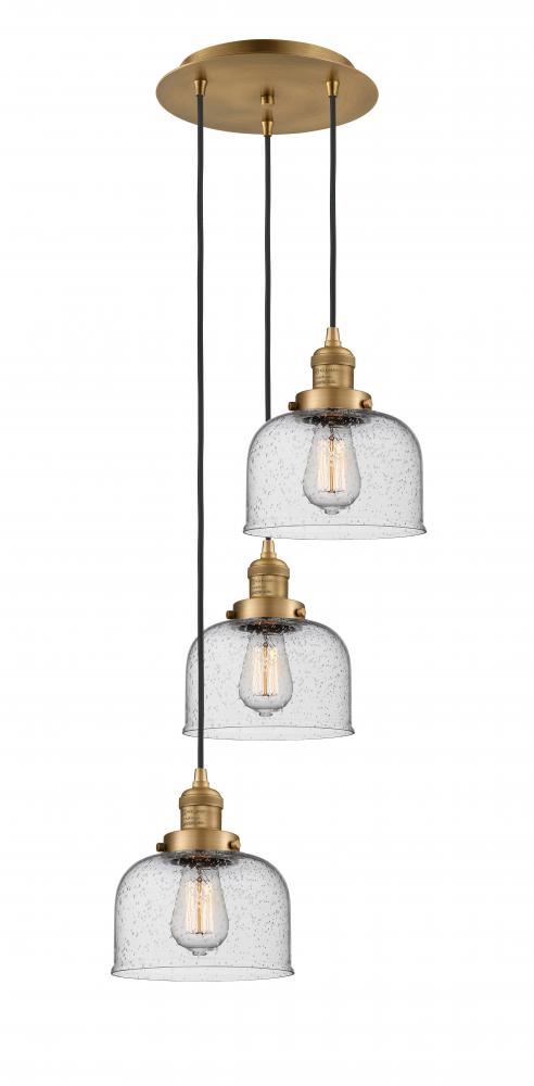 Cone - 3 Light - 14 inch - Brushed Brass - Cord hung - Multi Pendant
