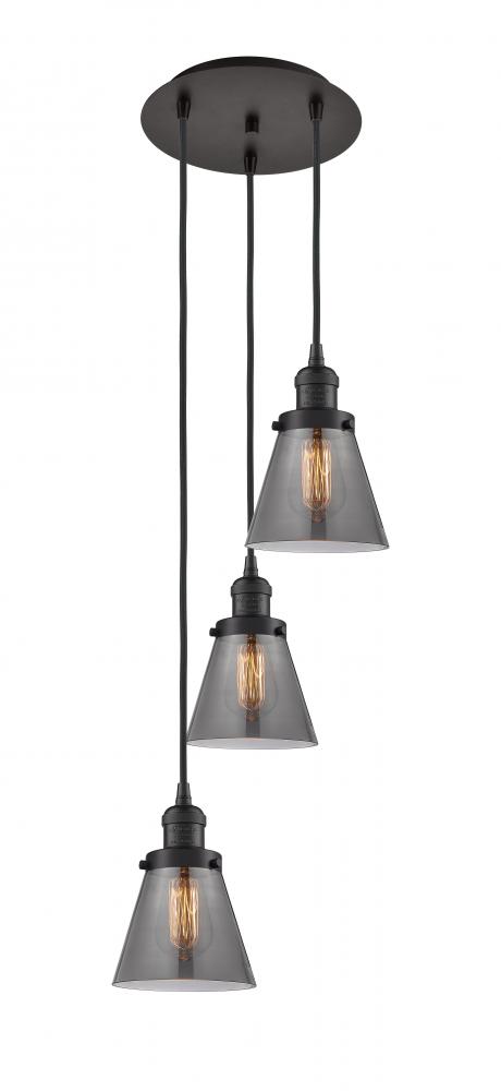 Cone - 3 Light - 13 inch - Oil Rubbed Bronze - Cord hung - Multi Pendant