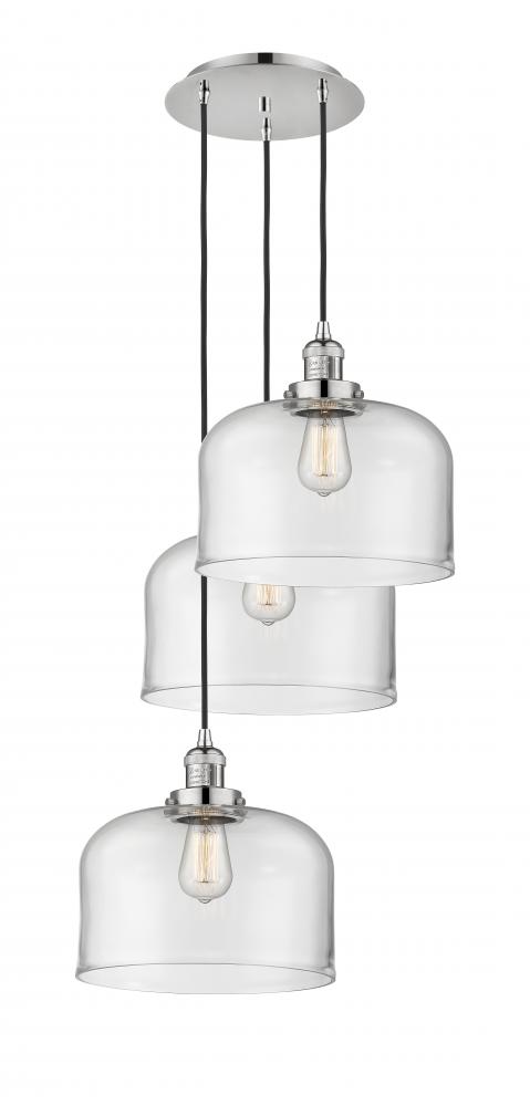 Cone - 3 Light - 18 inch - Polished Nickel - Cord hung - Multi Pendant