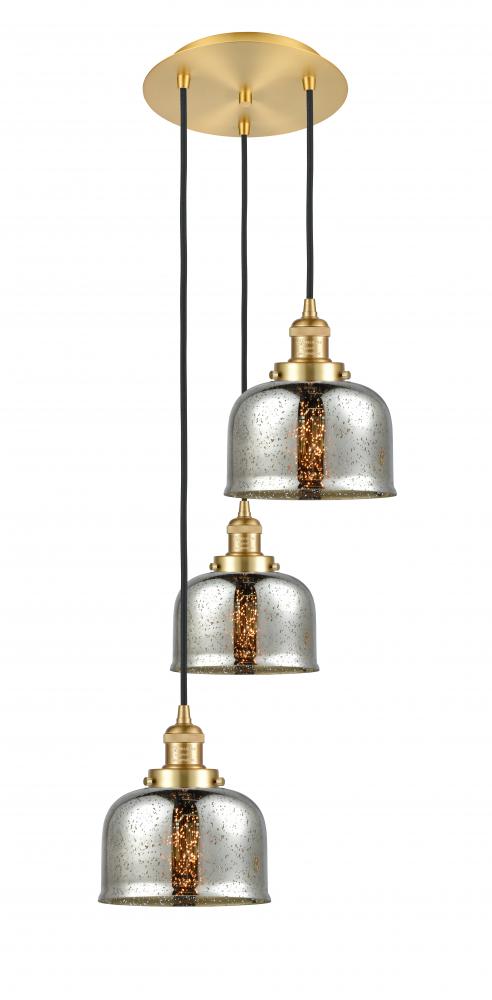 Cone - 3 Light - 14 inch - Satin Gold - Cord hung - Multi Pendant