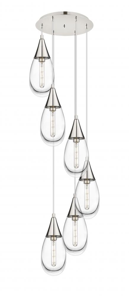 Malone - 6 Light - 17 inch - Polished Nickel - Multi Pendant