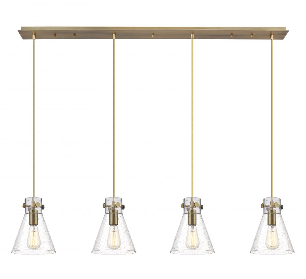 Newton Cone - 4 Light - 52 inch - Brushed Brass - Linear Pendant