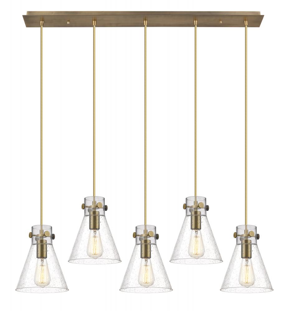 Newton Cone - 5 Light - 40 inch - Brushed Brass - Linear Pendant