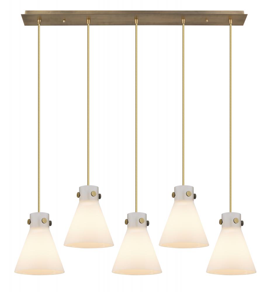 Newton Cone - 5 Light - 40 inch - Brushed Brass - Linear Pendant