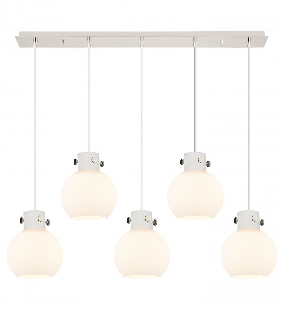 Newton Sphere - 5 Light - 40 inch - Polished Nickel - Cord hung - Linear Pendant