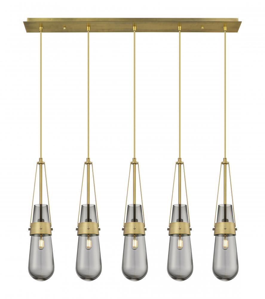 Milan - 5 Light - 36 inch - Brushed Brass - Linear Pendant