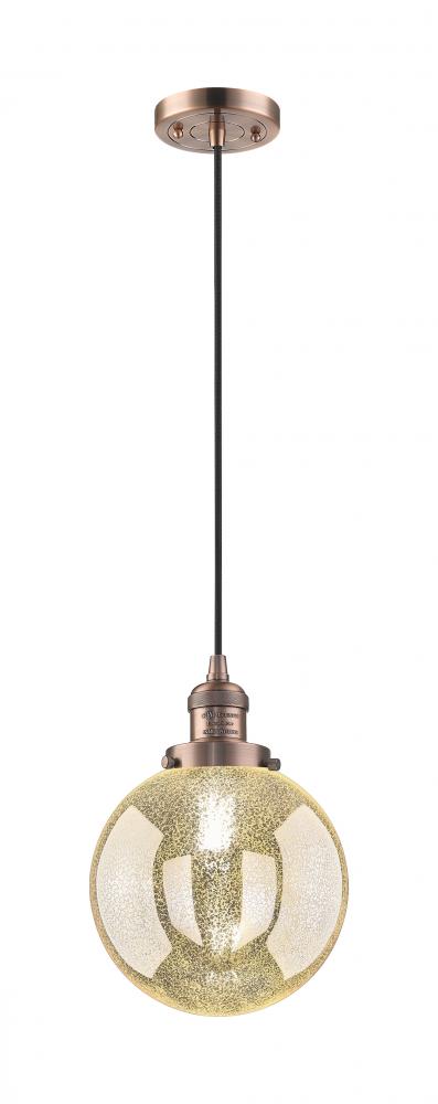 Beacon - 1 Light - 8 inch - Antique Copper - Cord hung - Mini Pendant