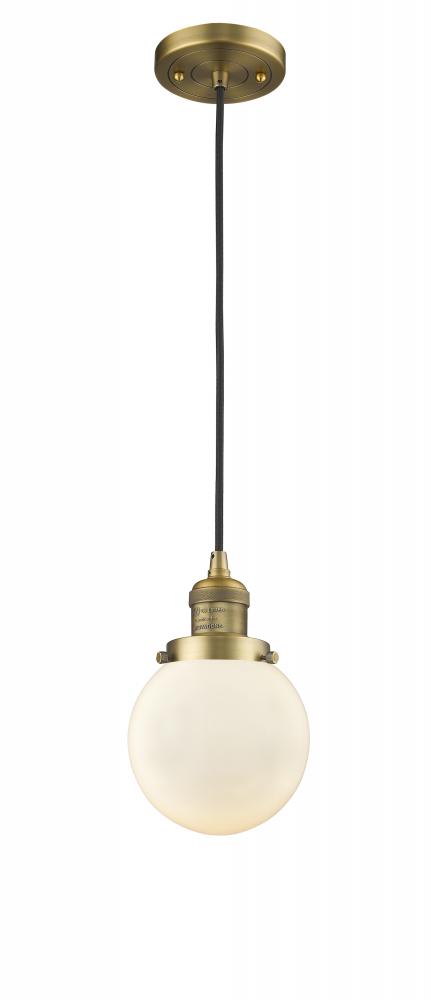 Beacon - 1 Light - 6 inch - Brushed Brass - Cord hung - Mini Pendant