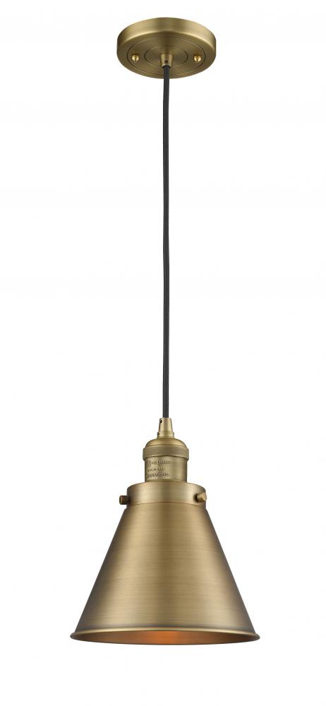 Appalachian - 1 Light - 8 inch - Brushed Brass - Cord hung - Mini Pendant