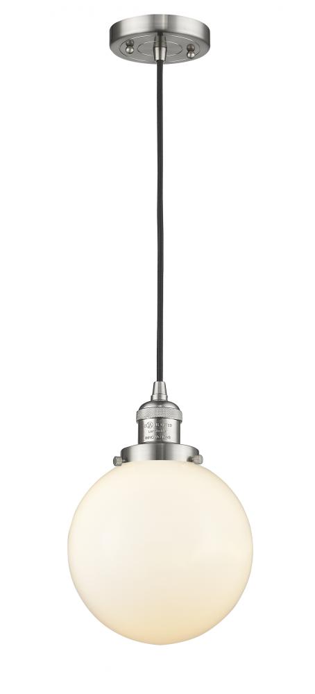 Beacon - 1 Light - 8 inch - Brushed Satin Nickel - Cord hung - Mini Pendant