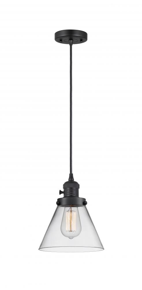 Cone - 1 Light - 8 inch - Matte Black - Cord hung - Mini Pendant