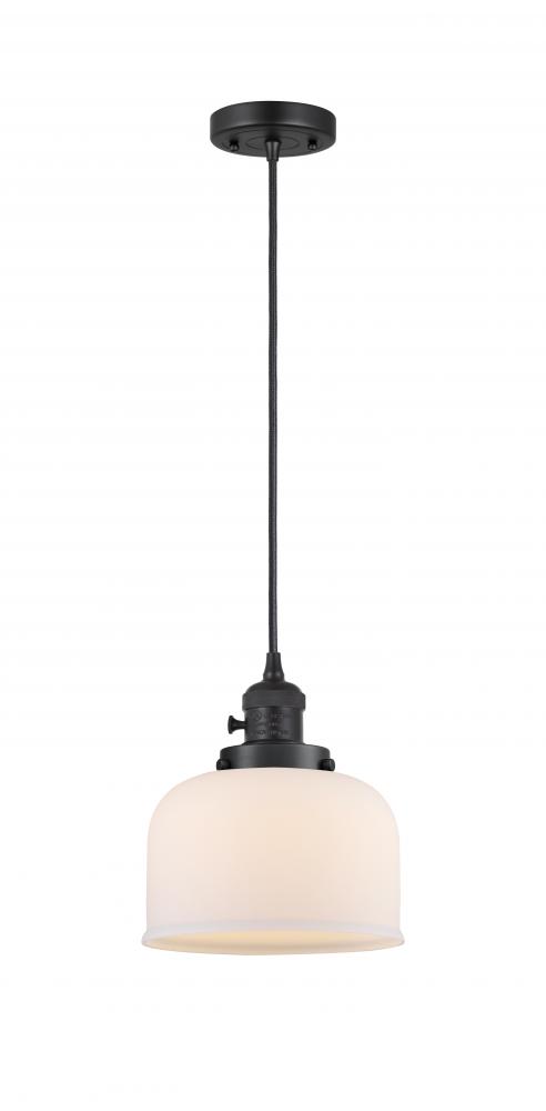 Bell - 1 Light - 8 inch - Matte Black - Cord hung - Mini Pendant
