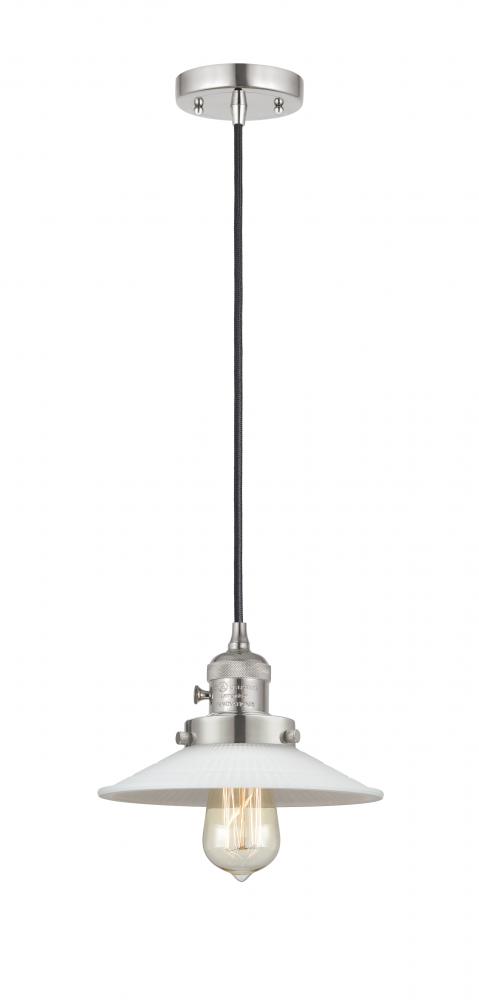 Halophane - 1 Light - 9 inch - Polished Nickel - Cord hung - Mini Pendant