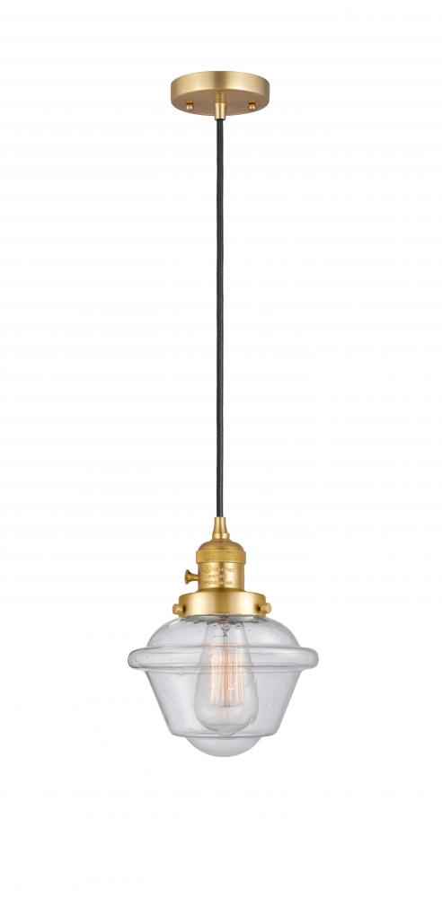 Oxford - 1 Light - 7 inch - Satin Gold - Cord hung - Mini Pendant