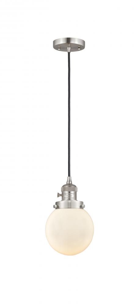 Beacon - 1 Light - 6 inch - Brushed Satin Nickel - Cord hung - Mini Pendant