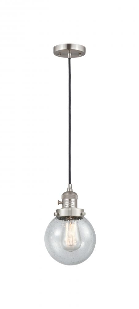 Beacon - 1 Light - 6 inch - Brushed Satin Nickel - Cord hung - Mini Pendant