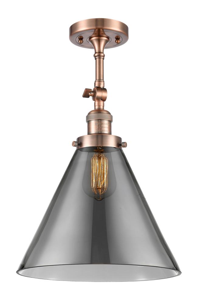 Cone - 1 Light - 12 inch - Antique Copper - Adjustable Semi-Flush Mount