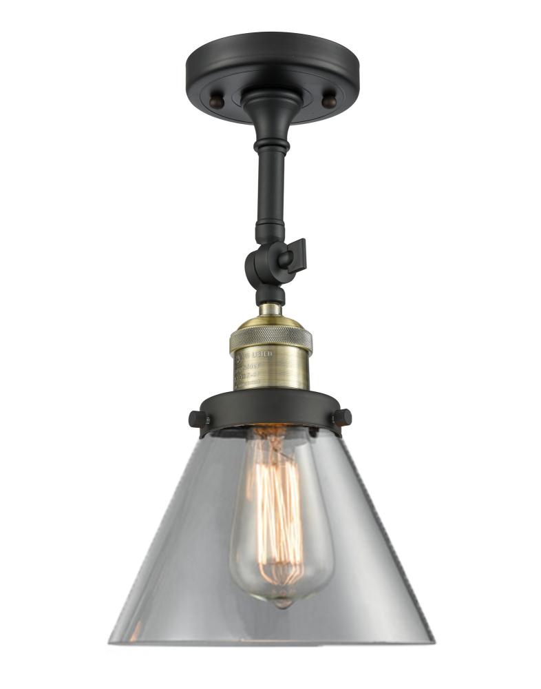Cone - 1 Light - 8 inch - Black Antique Brass - Adjustable Semi-Flush Mount