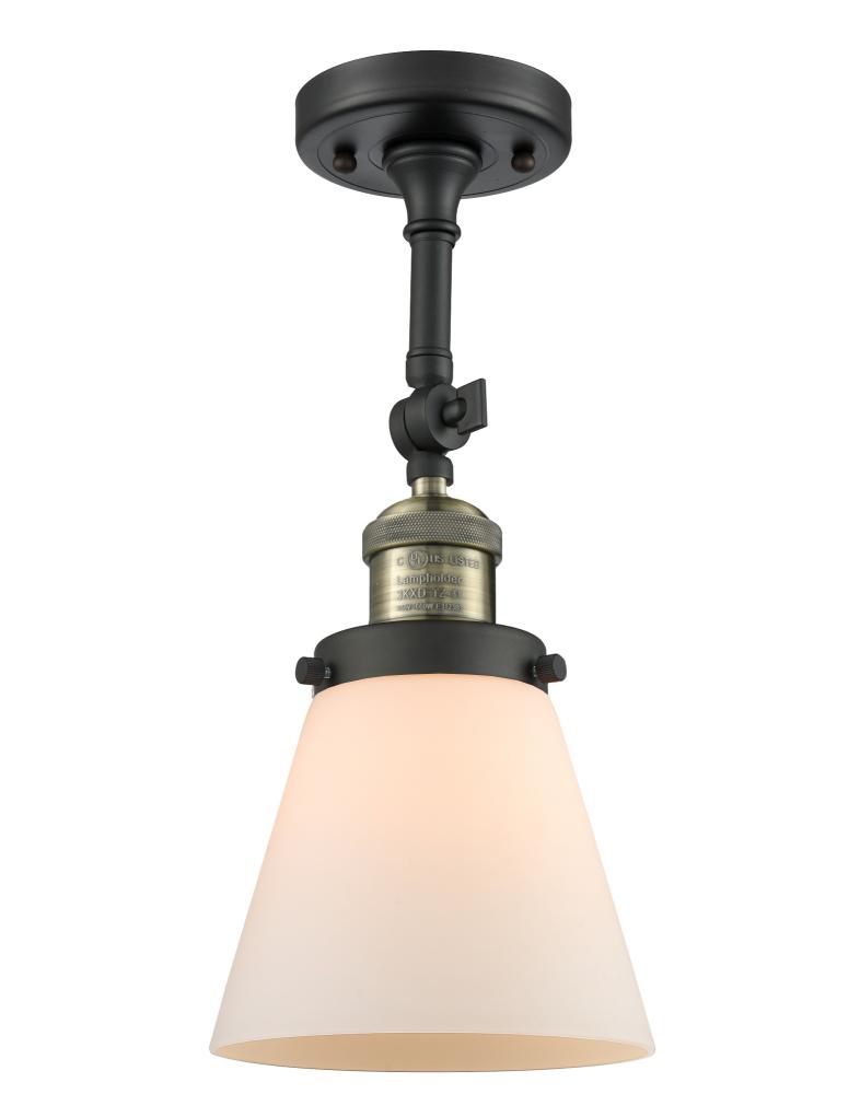 Cone - 1 Light - 6 inch - Black Antique Brass - Adjustable Semi-Flush Mount